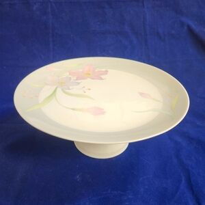 Remembrance Purple Pink Clematis Flower Asian Footed Cake Stand